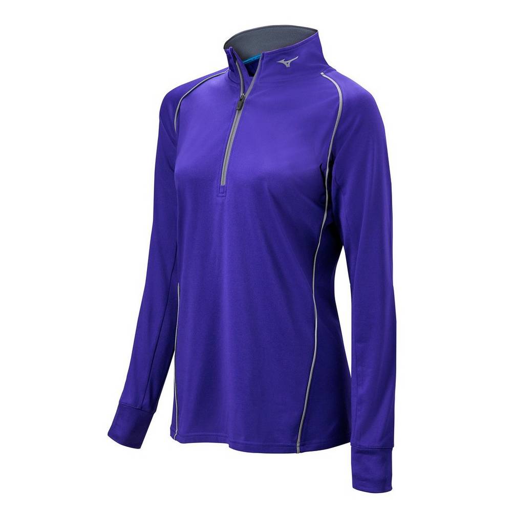 Moletom Mizuno Comp 1/2 Zip Long Sleeve - Mulher - Roxo - OTEWN4173